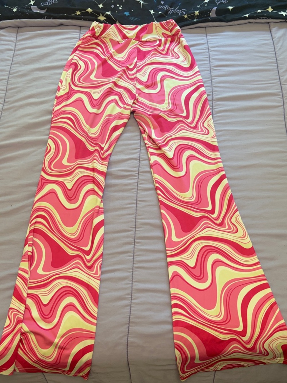 Psychedelic Pink Swirl Flare Pants - Picture 1 of 1